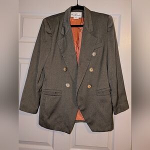 Double-Breasted Olive Green Blazer